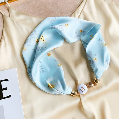 Women's Square Scarf with Magnetic Buckle - Versatile Summer Luxury Scarf/Necklace