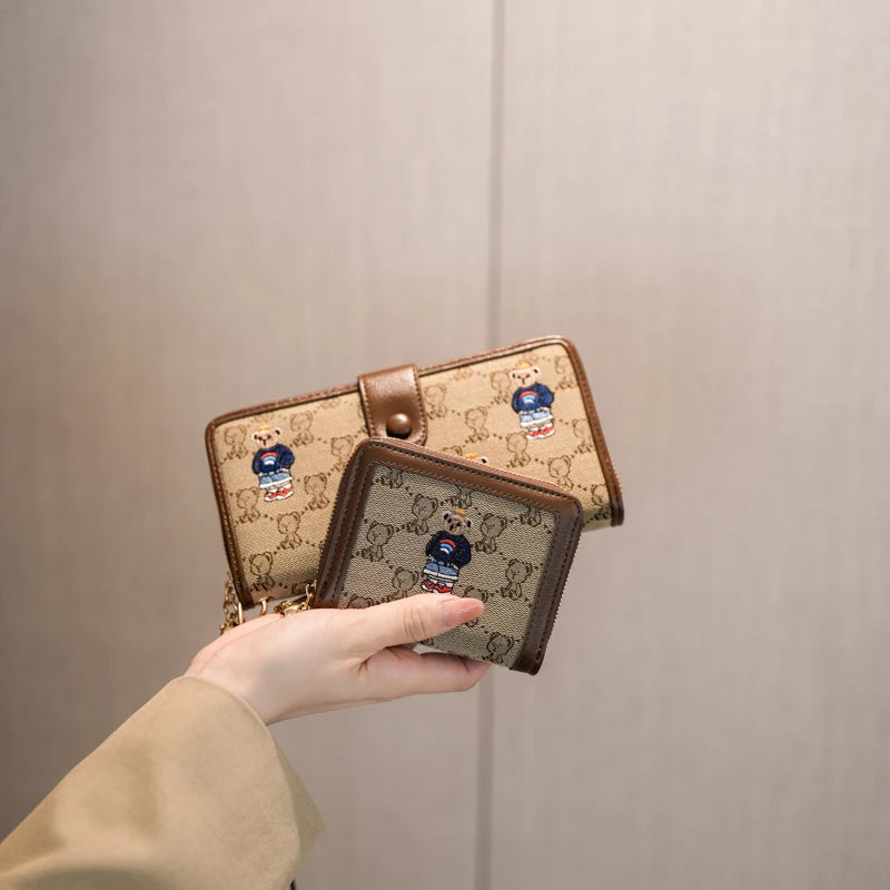 Portefeuille Femme Long Zippé Grande Capacité - Porte-Monnaie Bifold avec Dragonne Porte-Carte Designer Luxe