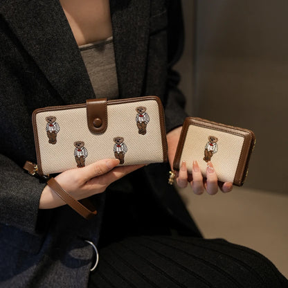 Portefeuille Femme Long Zippé Grande Capacité - Porte-Monnaie Bifold avec Dragonne Porte-Carte Designer Luxe