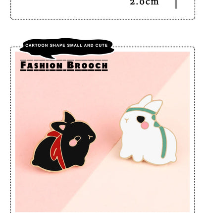 Pin's Émaillé Lapin Mignon Cartoon Noir Blanc – Broche Badge Bunny Adorable Unisexe