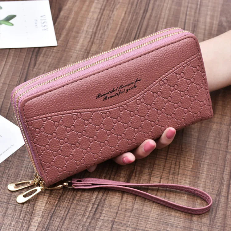 Portefeuille Long Femme Double Fermeture Éclair - Clutch Grande Capacité Cuir Europe