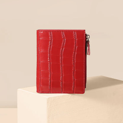 Portefeuille Femme Cuir Véritable Anti-RFID - Porte-Monnaie Compact avec Protection Carte Bancaire