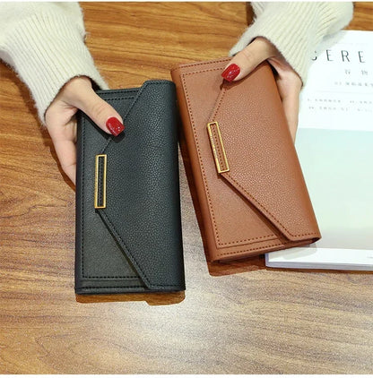 Portefeuille Femme Cuir Long Fashion Hasp - Clutch Wallet Cartera Mujeres avec Poche Téléphone