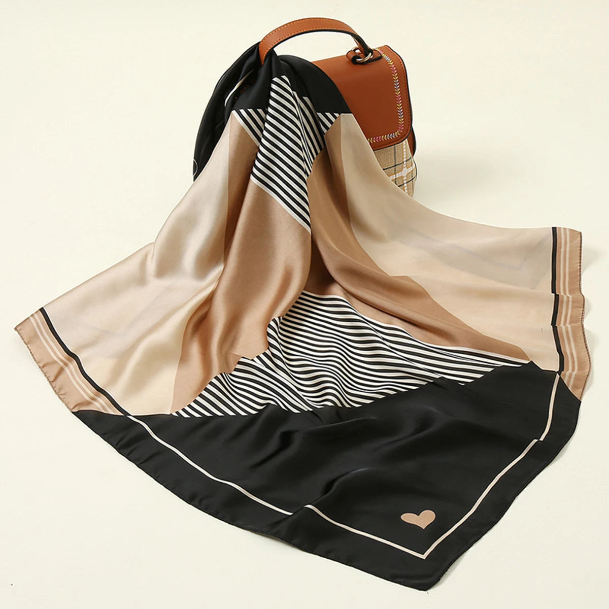 Foulard Carré Soie Satin Géométrie Luxe Femme - Hijab Bandana Headband Cadeau