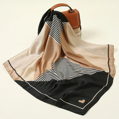 Foulard Carré Soie Satin Géométrie Luxe Femme - Hijab Bandana Headband Cadeau