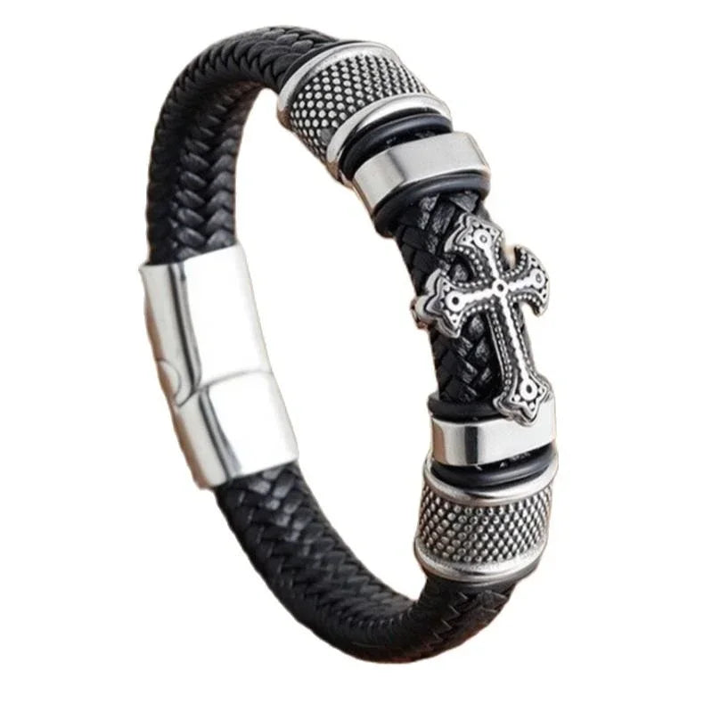 Bracelet Cuir Classique Homme – Boucle Magnétique Métal Casual Chic