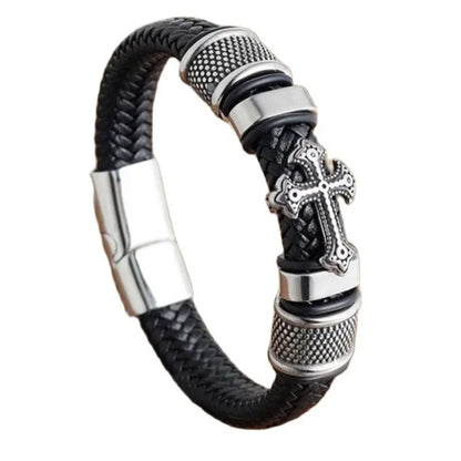 Bracelet Cuir Classique Homme – Boucle Magnétique Métal Casual Chic