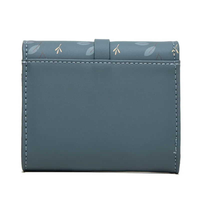 Portefeuille Femme Trifold Imprimé Floral - Pochette avec Fermoir et Porte-Cartes