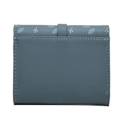 Portefeuille Femme Trifold Imprimé Floral - Pochette avec Fermoir et Porte-Cartes
