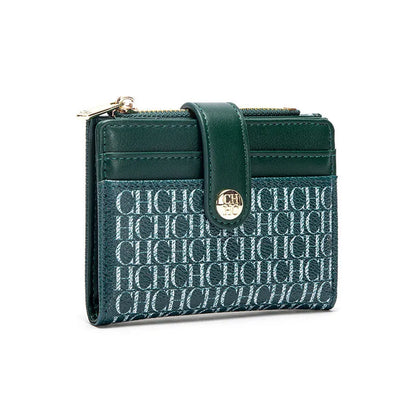 Portefeuille Femme Luxe Rétro Carré Bouton - Porte-Carte Pince Billets Compact Léger Classique