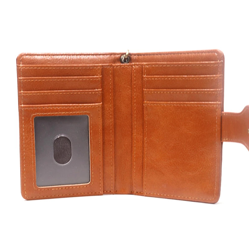 Portefeuille Femme Cuir Rétro Rouge - Porte-Monnaie Court Bifold avec Porte-Cartes Détachable
