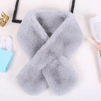 Foulard Écharpe Fourrure Lapin Peluche Femme - Col Croisé Chaud Épais Hiver