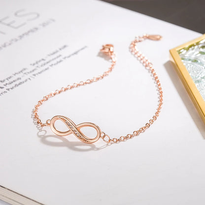 Bracelet Infini Luxe Acier Inoxydable Zircons – Ruban Möbius Argenté