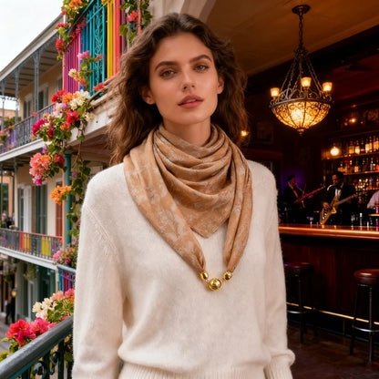 Women's 70cm Square Scarf with Magnetic Buckle - Premium Autumn/Winter Silk Triangle Scarf