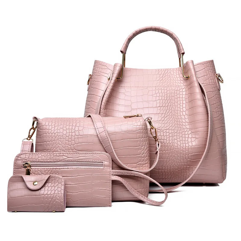 Ensemble 4 Pièces Sacs à Main Femme Cuir Vintage - Set Complet Bandoulière Cadeau 2026