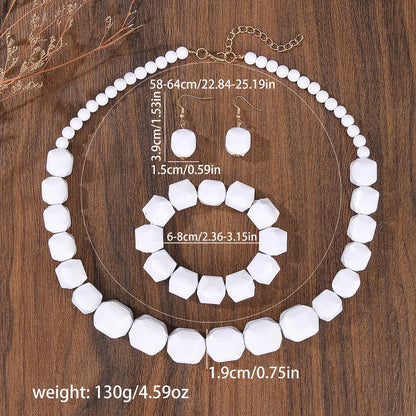 Ensemble Bijoux Perles Blanches – Collier Boucles Bracelet Vintage