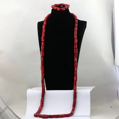 Ensemble Bijoux Perles Corail Naturel – Parure Marié Africain Orange