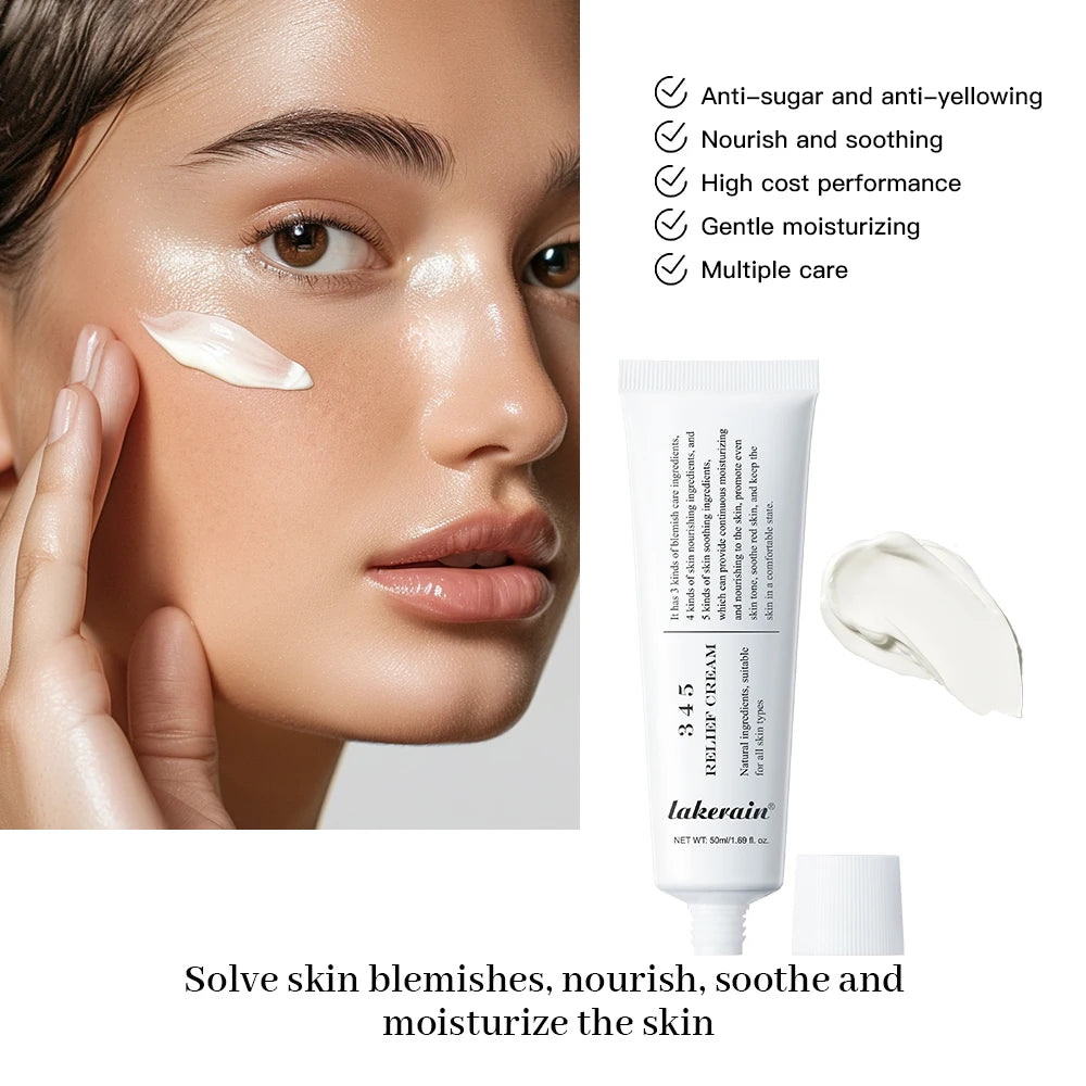 Crème Apaisante Relief 345 - Hydratante Anti-Imperfections Nourrissante Soin Peau Sensible Beauté