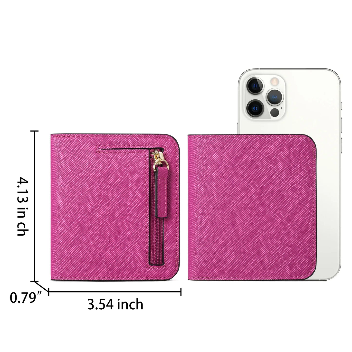 Portefeuille Femme RFID Bifold Compact Cuir - Mini Porte-Monnaie avec Fenêtre ID
