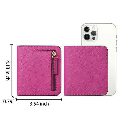 Portefeuille Femme RFID Bifold Compact Cuir - Mini Porte-Monnaie avec Fenêtre ID