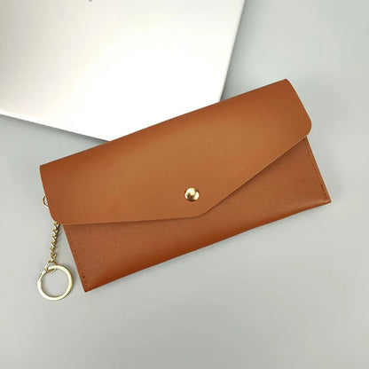 Portefeuille Femme Long Cuir PU - Porte-Cartes Multi-Poches Clutch Élégant Rouge