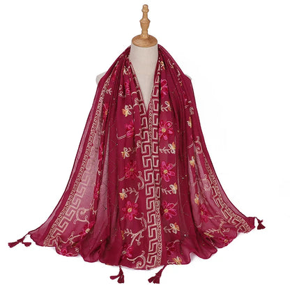 Hijab Imprimé Aquarelle Premium - Voile Femme Doux et Léger