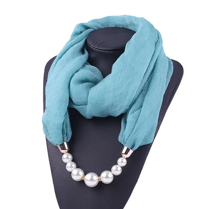 Foulard Collier Pendentif Couleur Unie Femme - Écharpe Neckerchief Bijou Hijab Accessoire