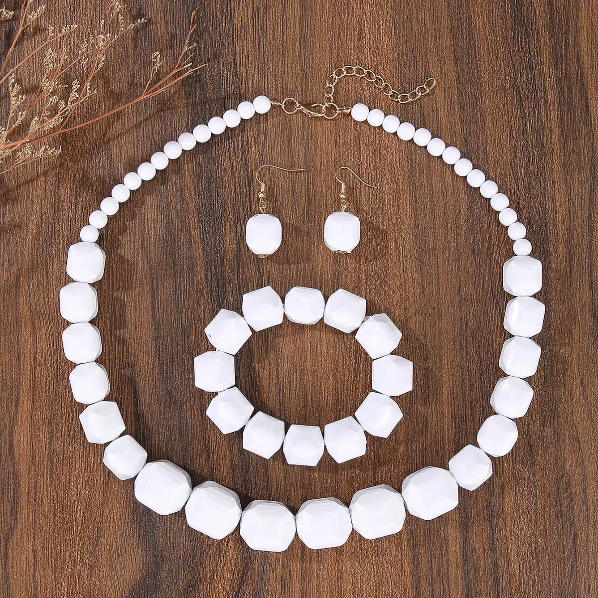 Ensemble Bijoux Perles Blanches – Collier Boucles Bracelet Vintage
