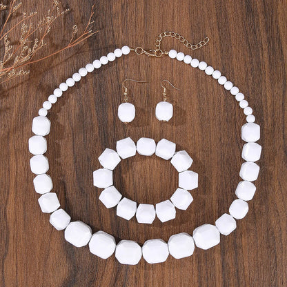 Ensemble Bijoux Perles Blanches – Collier Boucles Bracelet Vintage