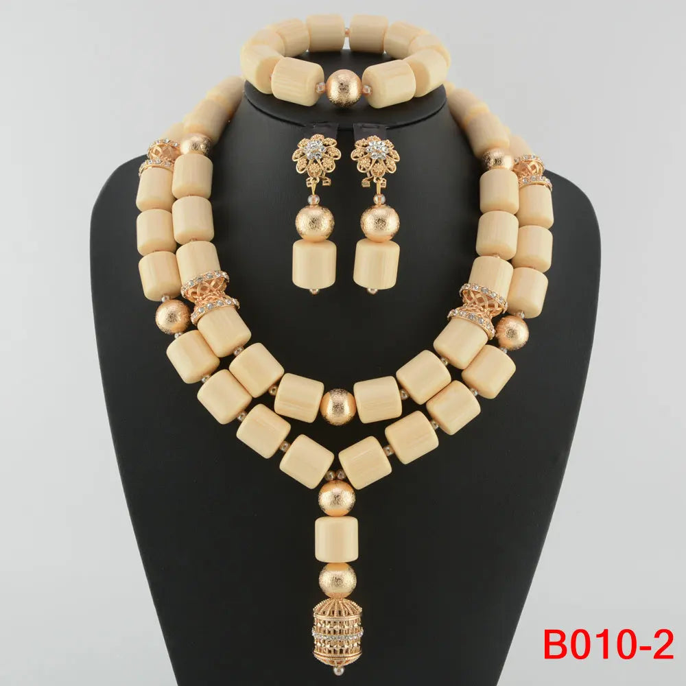 Ensemble Bijoux Perles Cristal Africain – Parure Mariée Luxe