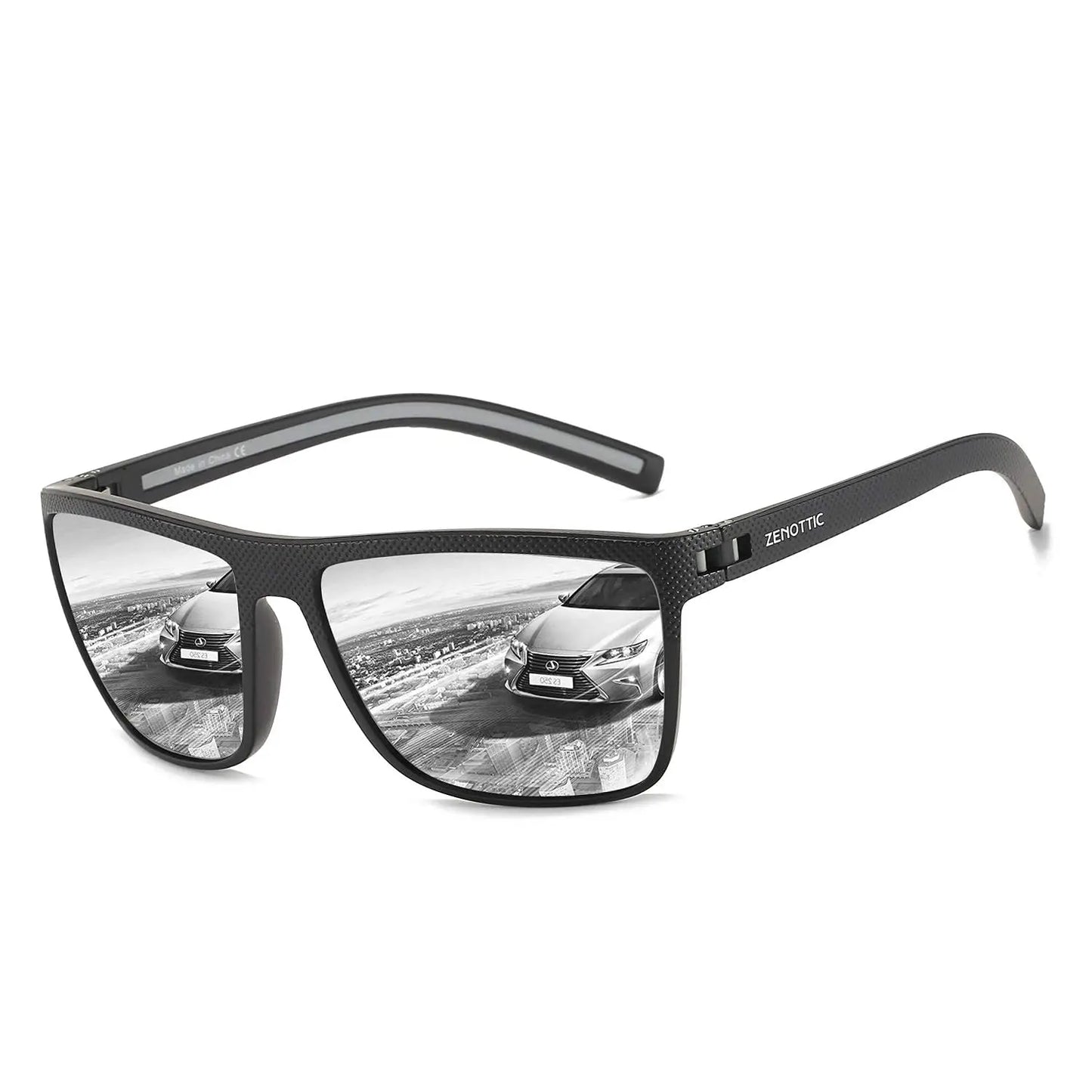 ZENOTTIC Lunettes de Soleil Polarisées Carrées — TR-90 Léger, UV400, Unisexe