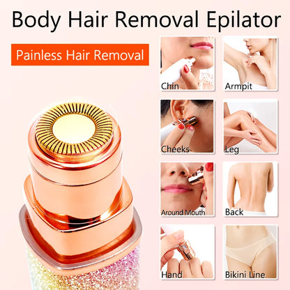 Épilateur Électrique 2-en-1 Portable Femme - Trimmer Sourcils Corps Visage Rasoir Indolore USB