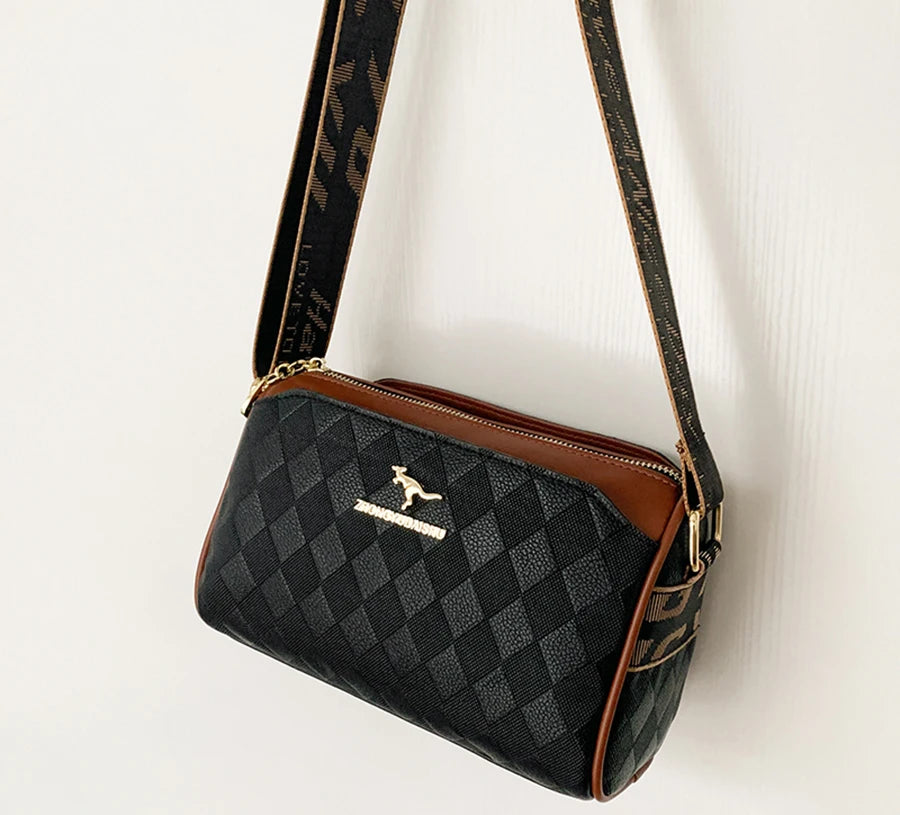 Sac Bandoulière en Cuir PU Motif Check – Style Luxe Femme
