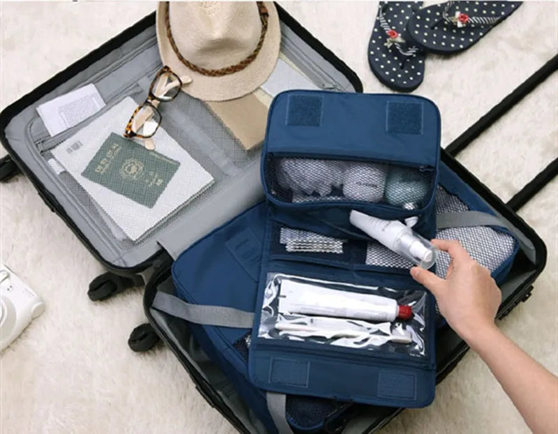 Trousse de Toilette Suspendue Imperméable – 6 Poches, Idéale Voyage