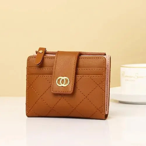 Portefeuille Femme Cuir Petit Sac Zip - Porte-Cartes Porte-Monnaie Rose Noir Rouge