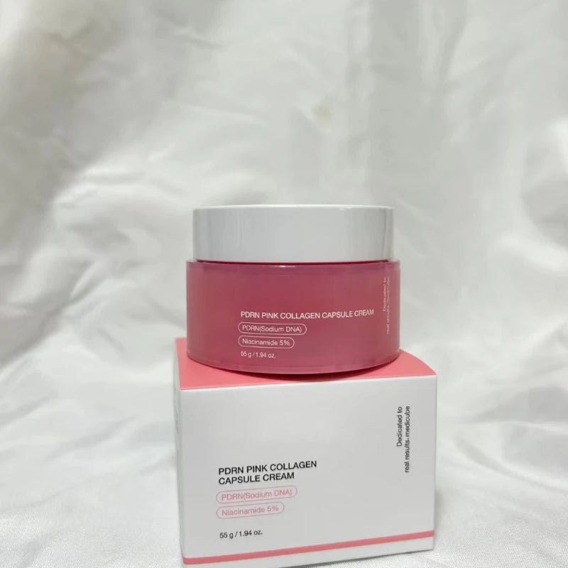 Crème Capsule Collagène Rose PDRN Coréenne 55g - Niacinamide Teint Irrégulier Hydratant Léger Non-Gras