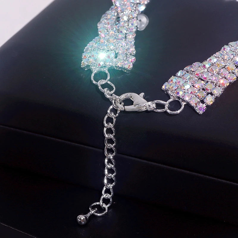 Bracelet Luxe Strass Colorés Ajustable – Charm Argenté Mariage