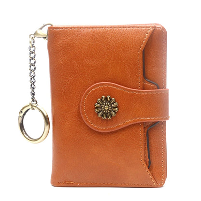 Portefeuille Femme Cuir Rétro Rouge - Porte-Monnaie Court Bifold avec Porte-Cartes Détachable