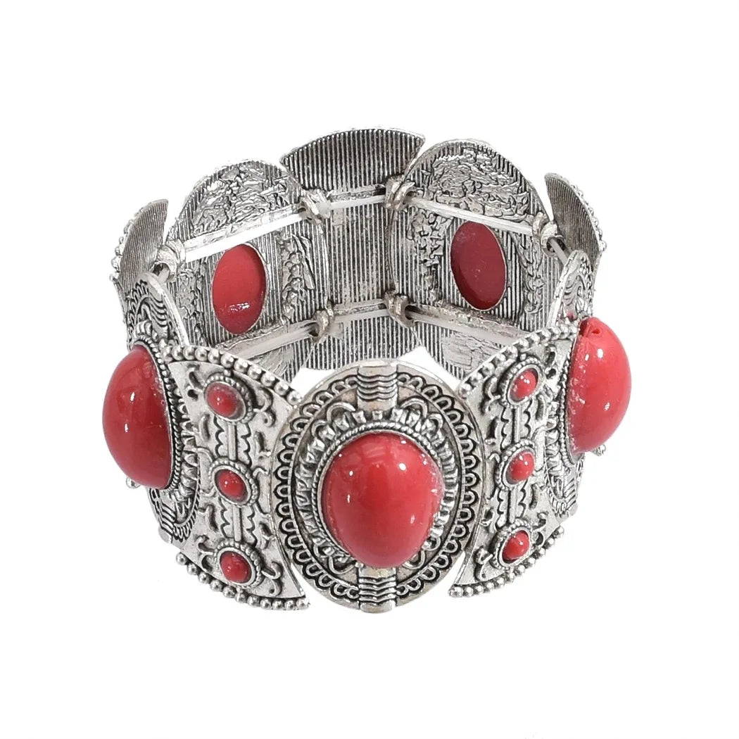 Bracelet Jonc Ethnique Tribal Turquoise - Inspiration Indienne et Africaine