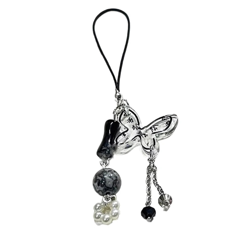Charm Téléphone Éventail Papillon Chinois – Pendentif Acrylique Calligraphie