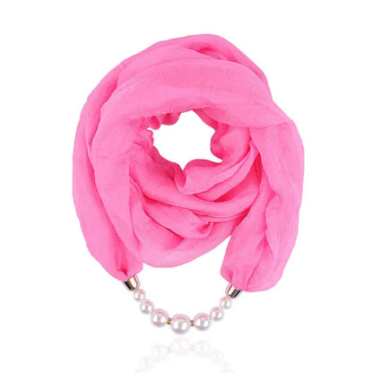 Foulard Collier Pendentif Couleur Unie Femme - Écharpe Neckerchief Bijou Hijab Accessoire