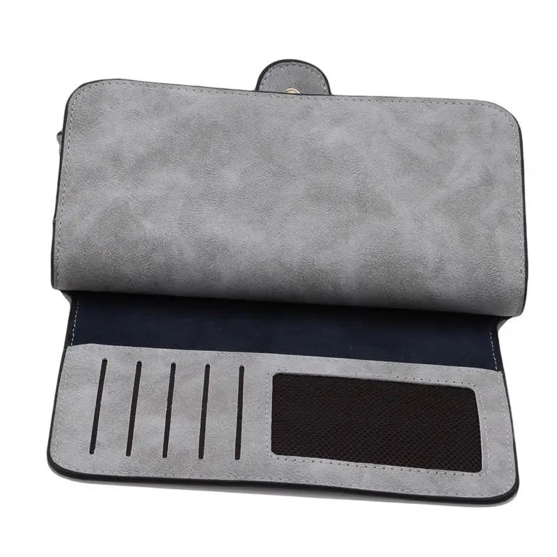 Portefeuille Long Femme Cuir Givré Vintage - Pochette Zip avec Porte-Cartes