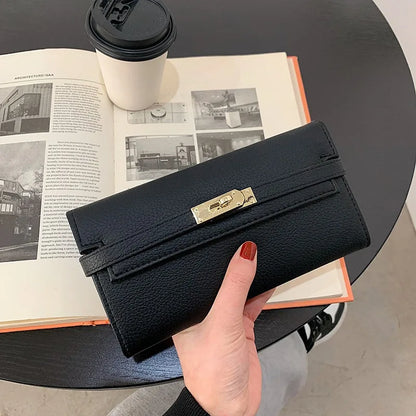 Portefeuille Femme Long Élégant Polyvalent - Clutch Bag Porte-Monnaie Niche Simple Haute Qualité