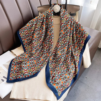 Foulard Carré Soie Twill Design Femme - Écharpe Hijab Bandana Châle Luxe Headband