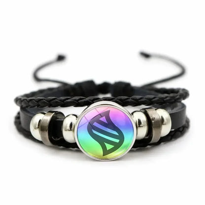 Bracelet Cuir Tressé Main Cabochon Verre - Jonc Ajustable Bohème