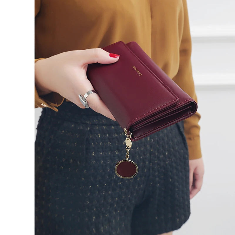 Portefeuille Femme Long Trifold Cuir - Pochette Porte-Cartes avec Lettres