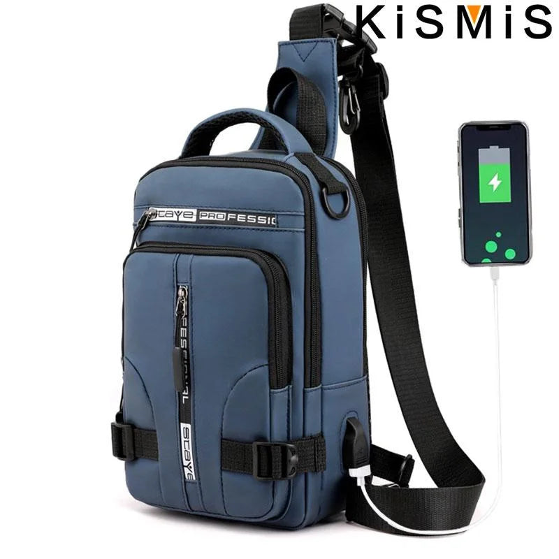 Sac Bandoulière Multifonction avec Port USB – Nylon Imperméable