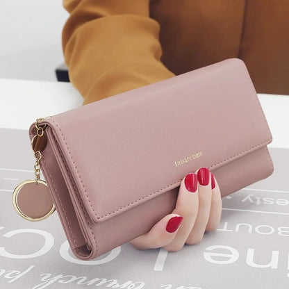 Portefeuille Femme Long Trifold Cuir - Pochette Porte-Cartes avec Lettres