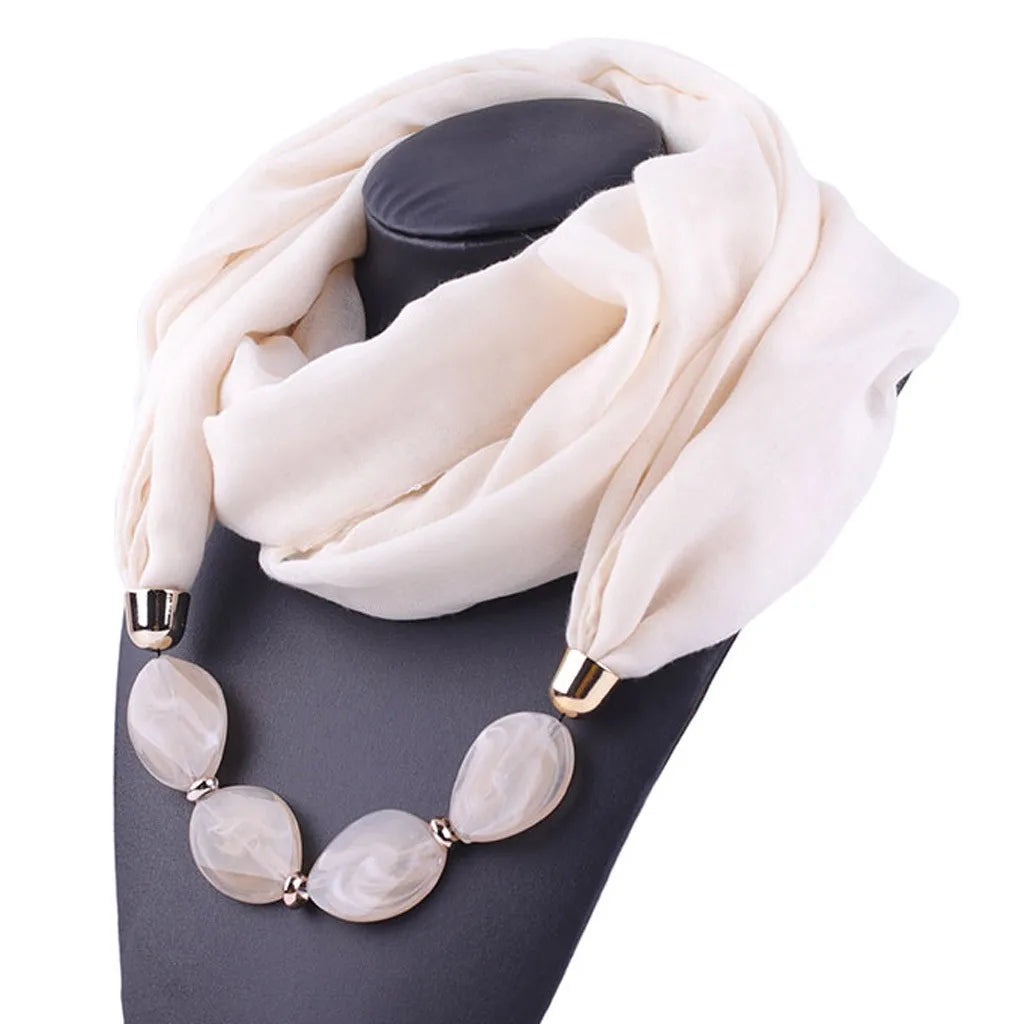Foulard Collier Ethnique Coton Lin - Accessoire Mode Pendentif Doux