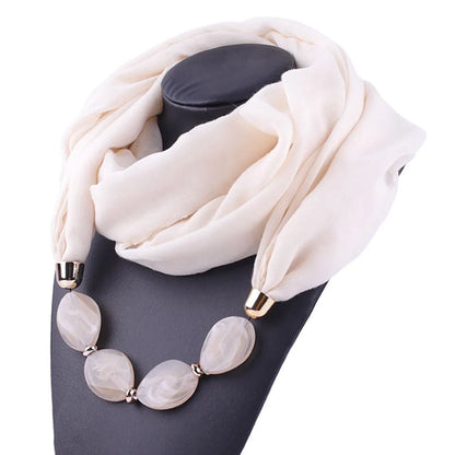 Foulard Collier Ethnique Coton Lin - Accessoire Mode Pendentif Doux